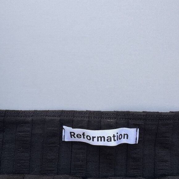 REFORMATION Women's XS Black Ribbed Flare Pull-On Pants Tencel Lyocell High Rise - Picture 4 of 12